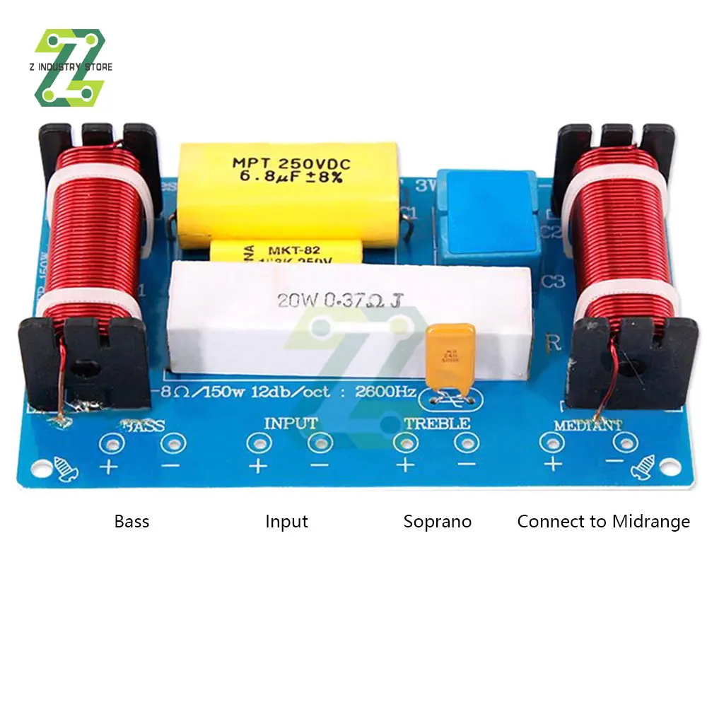 Speaker 3 Way Audio Frequency Divider Treble + Midrange + Bass Crossover Speakers Filter For 8Inch Speaker DIY
