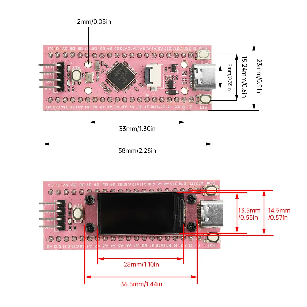 STM32F103C8T6 0.96-inch LCD TFT Screen STM32 Development Board ARM Microcontroller Type C Interface