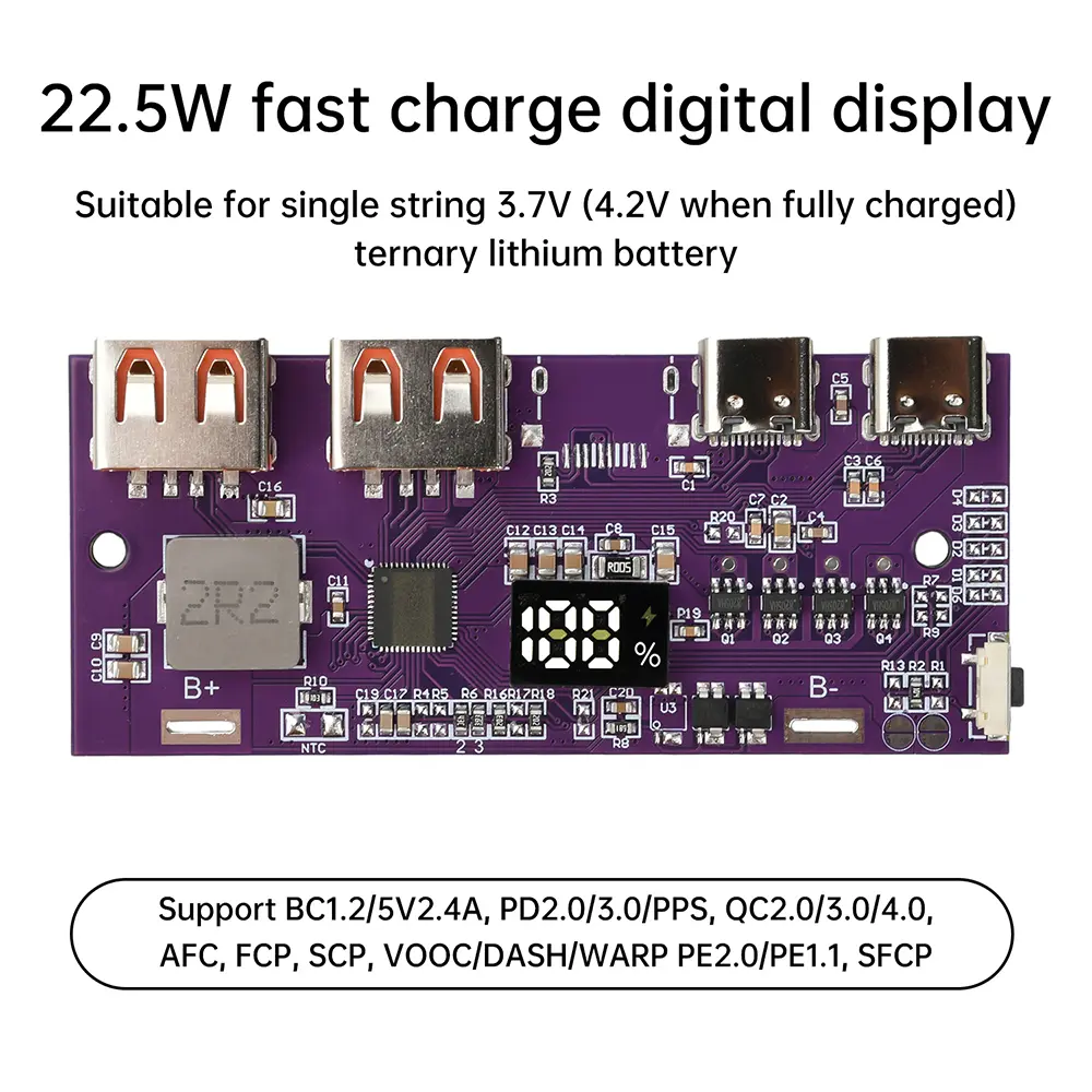 QC4.0 QC3.0 22.5W Mobile Power Bank Motherboard Fast Charging Mobile Power Module QC4 PD3.0 support VOOC SPC