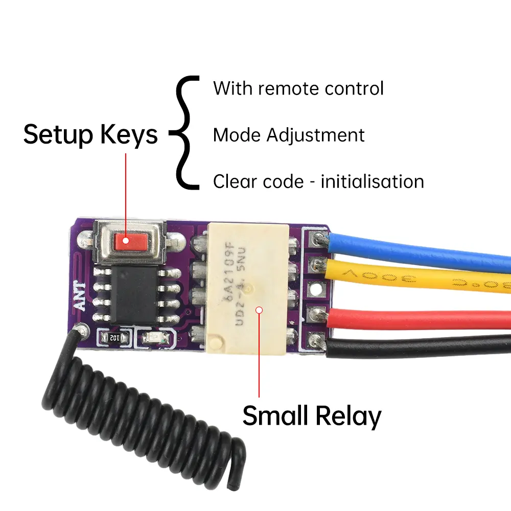 433MHZ Ultra Micro Mini Jog Button Reset Relay Wireless Remote Control Switch Module Low power consumption Mini Relay Contact