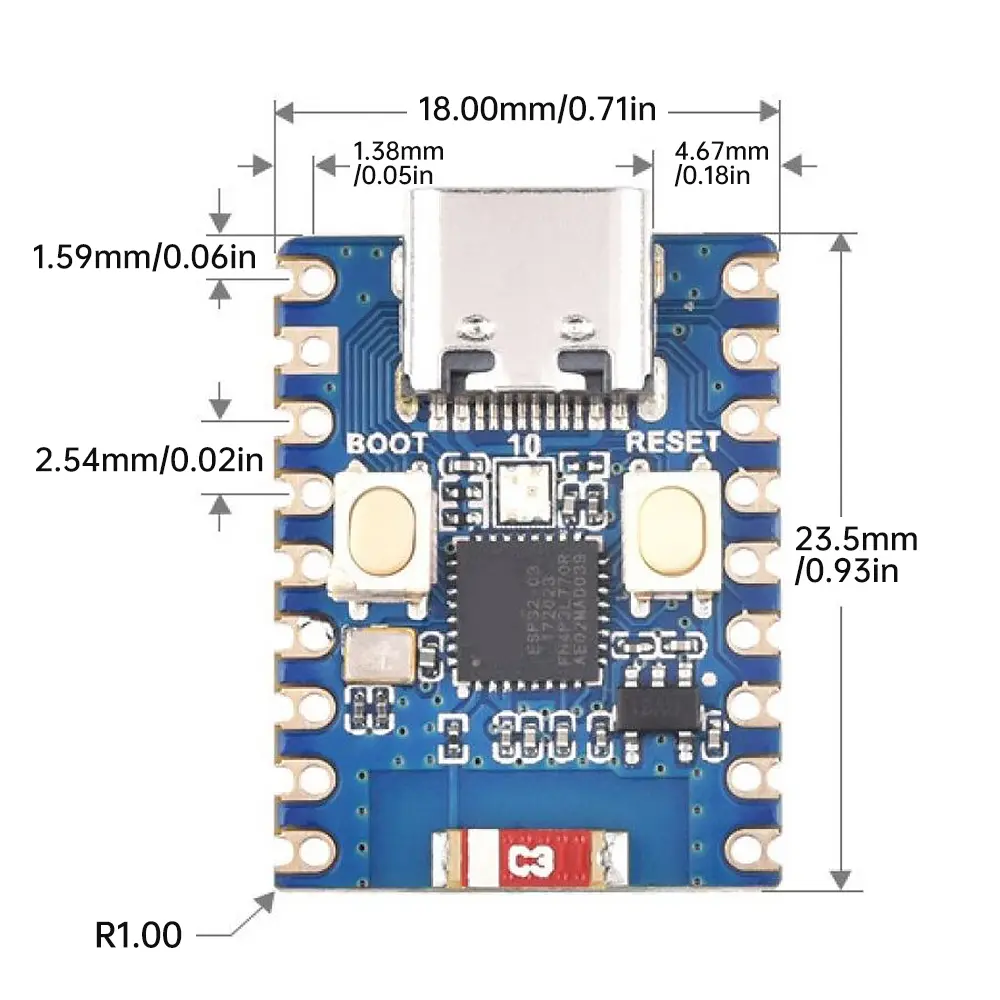 ESP32-C3-Zero Mini WiFi BT 5 Development Board WiFi Bluetooth Ultra-small Size ESP32 C3 S3 ESP 32 Single Core Processor