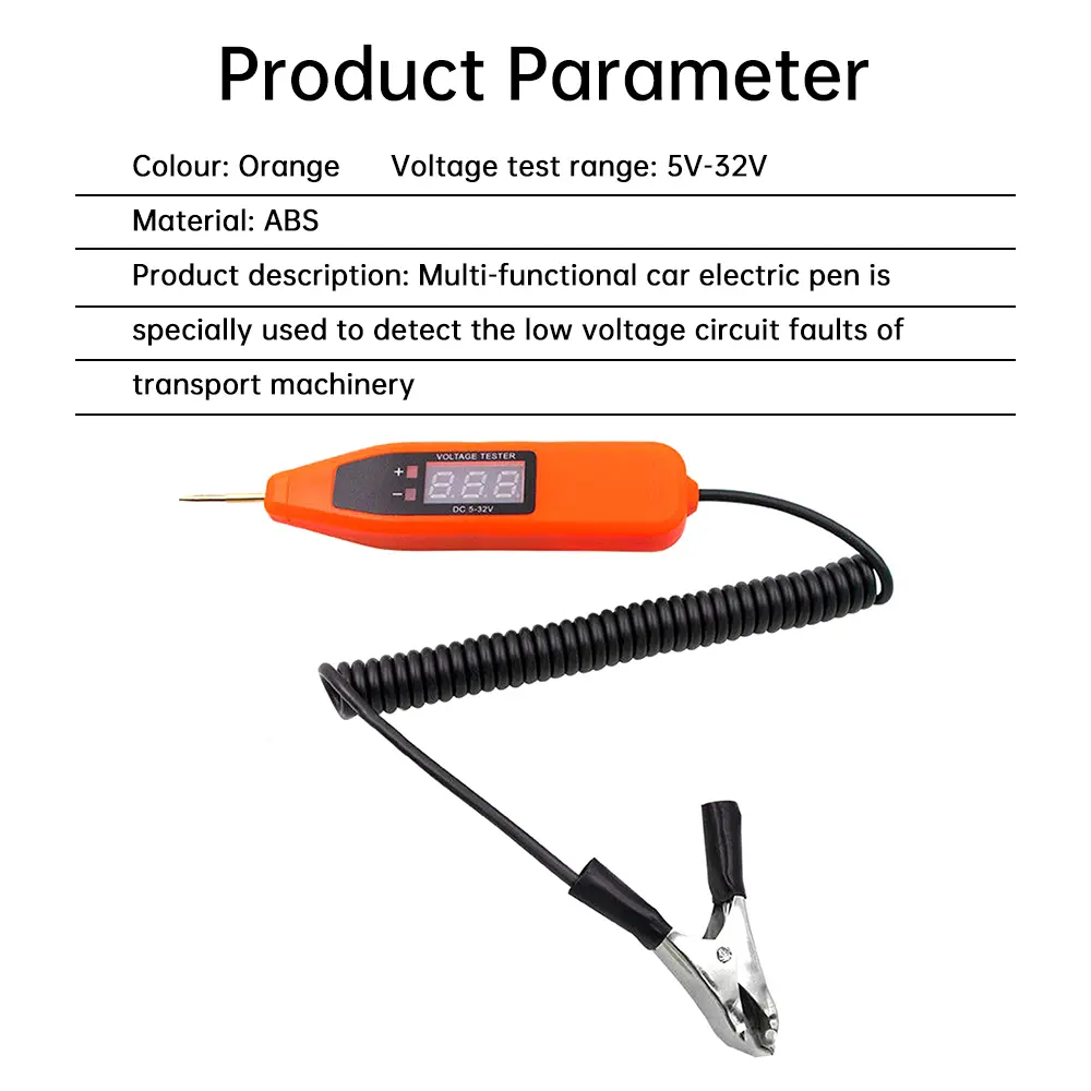 Voltage Test Pen Car Electrician Probe Machine Car Tools Tester Multifunctional Digital Display Electrician Specific Maintenance