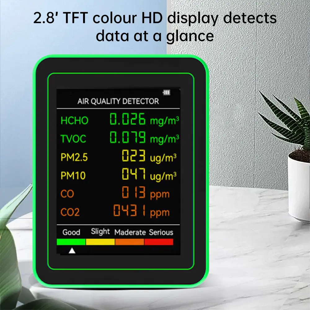 6 In 1 Air Quality Monitor Multifunctional Automatic Display Indoor Office Wall Hanging Screen Display Air Detector Household