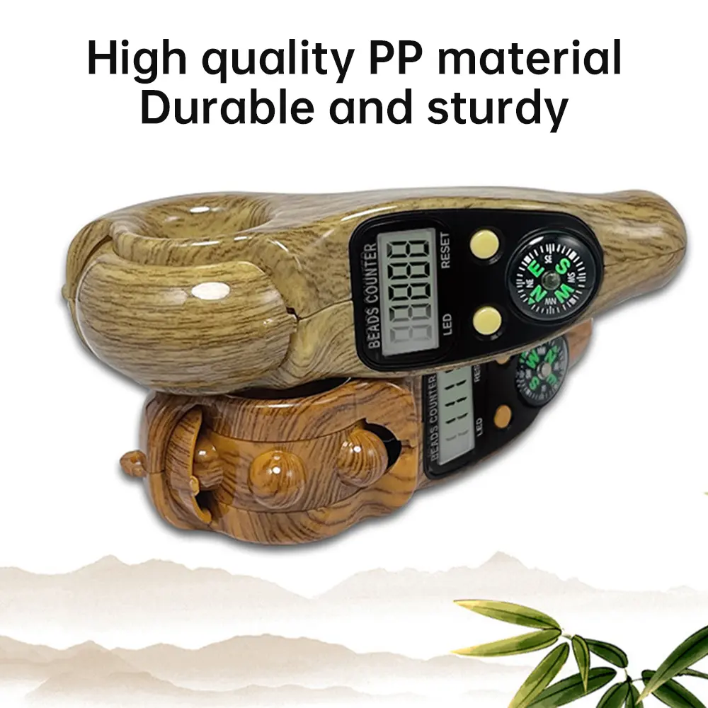Wood Grain Electronic Decompression Counter Hand Counter Portable Lcd Digital Beads Counter for Meditation Muslim Prayer