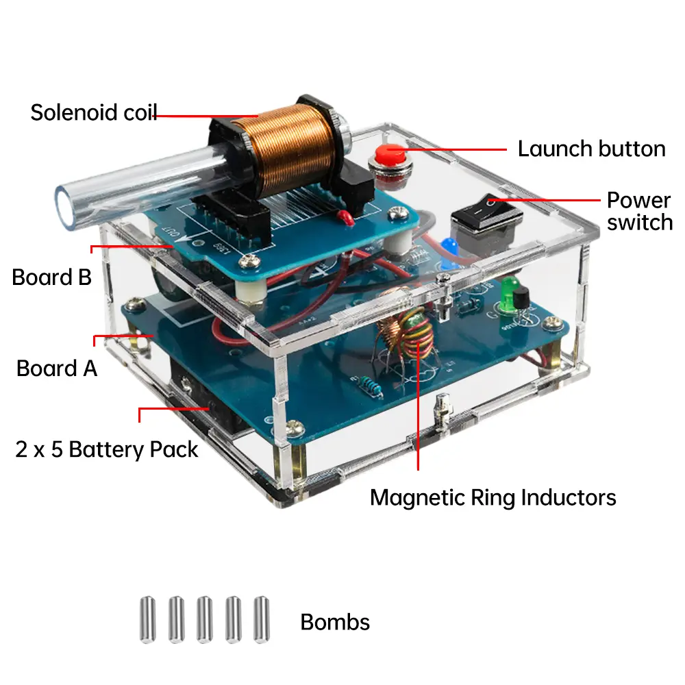 DC 3V Electromagnetic Gun Model Diy Loose Part Circuit Board Welding Practice Kits Physic Electromagnetic Teaching Tool