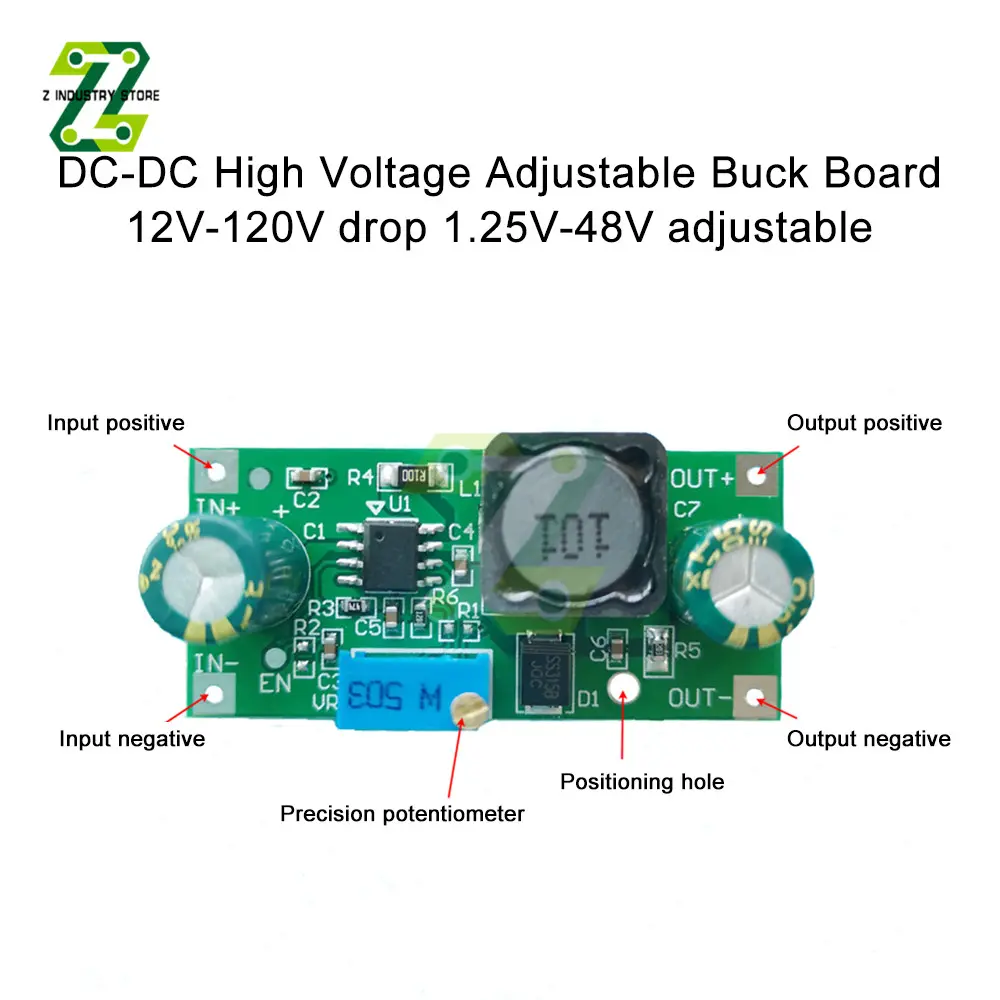 DC-DC 48V 60V 100V to 1.25V-48V Step Down Module Board Voltage Buck Adjustable Power Supply Converter 1.8V 2.5V 3.3V 5V 9V 12V