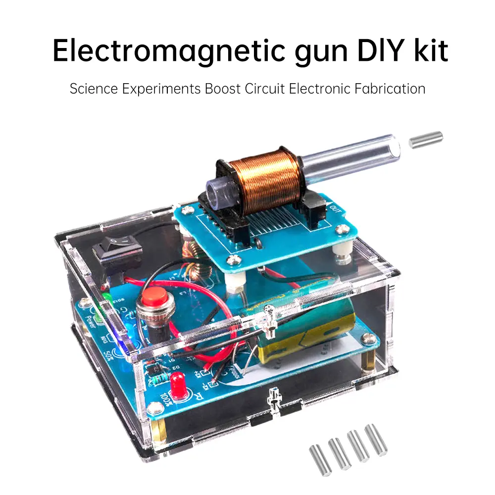 DC 3V Electromagnetic Gun Model Diy Loose Part Circuit Board Welding Practice Kits Physic Electromagnetic Teaching Tool