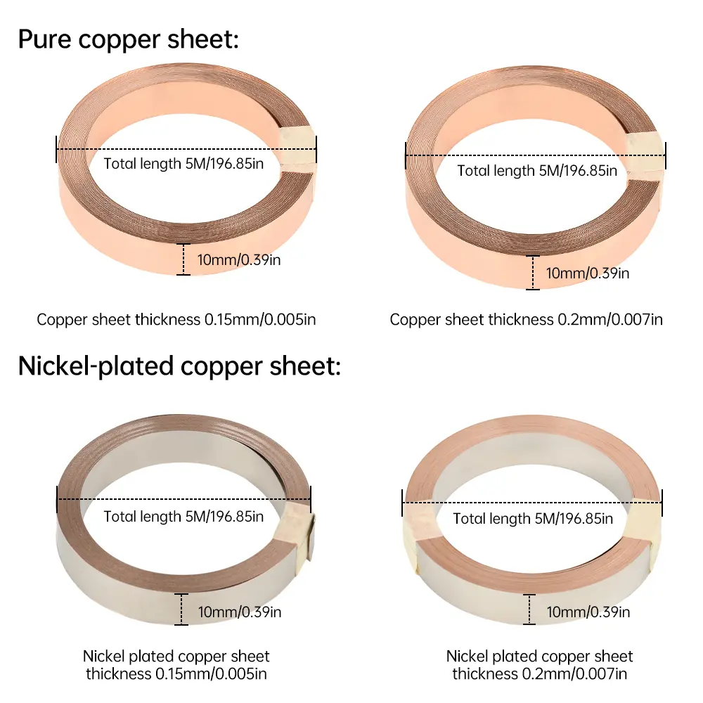 T2 Pure Copper Strip/Nickel Plated Copper Strip for 18650 26650 21700 Li-ion Battery Pack Spot Welding Strip