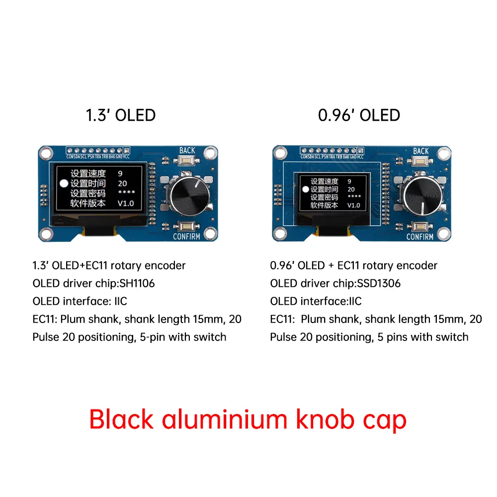 0.96/1.3 Inch OLED Display Screen Module IIC Interface Combined With EC11 Rotary Encoder White Words for arduino