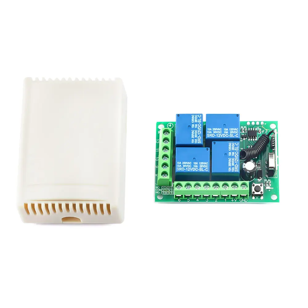 433MHz Universal Wireless Remote Control Switch DC 12V 4CH Relay Wireless RF Remote Control Switch for Lights Garage Door Motor