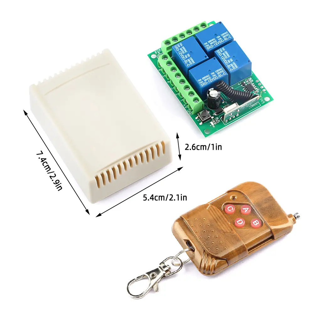 433MHz Universal Wireless Remote Control Switch DC 12V 4CH Relay Wireless RF Remote Control Switch for Lights Garage Door Motor