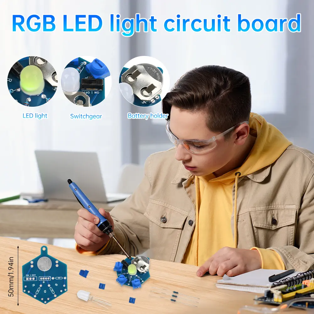 RGB LED Light Circuit Board Welding Practice DIY Electronic Beginner Learning Welding Fun DIY Kit