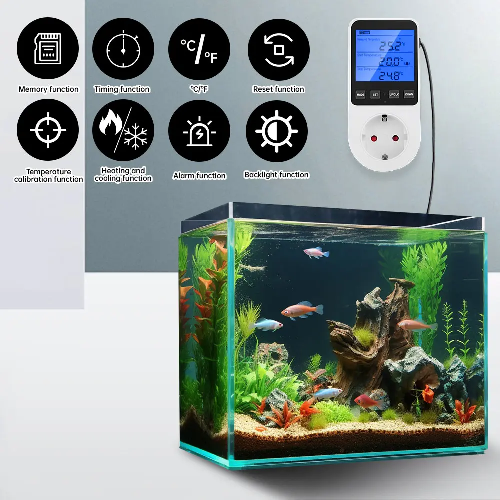 AC 230V Digital Temperature Control Socket with Timer Smart Temperature Control System -40~120℃(-40~248℉)