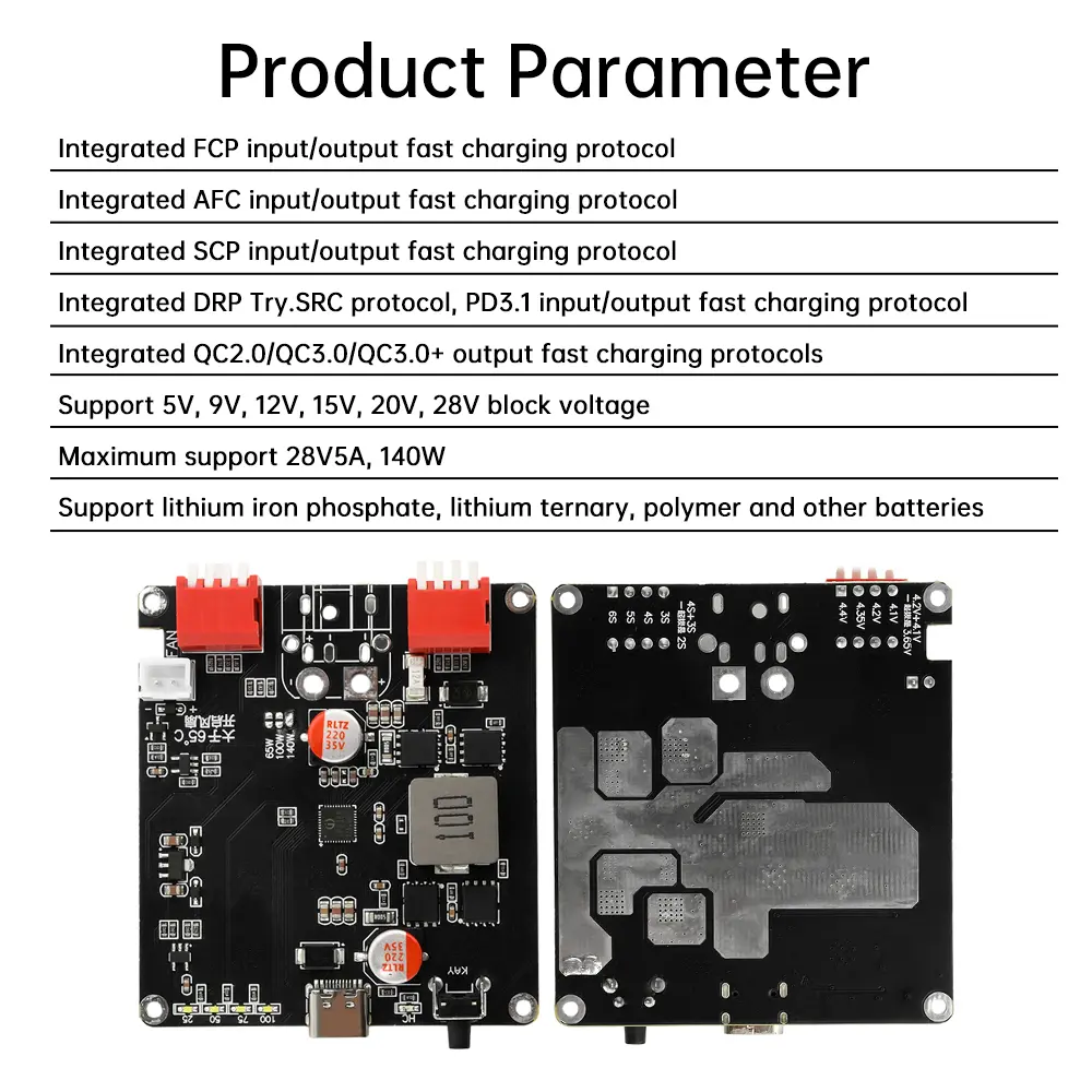 2S-6S Lithium Battery Pack Bidirectional Fast Charger Module 140W Support SCP AFC FCP PD3.1 Output/Input IP2366 Master Control