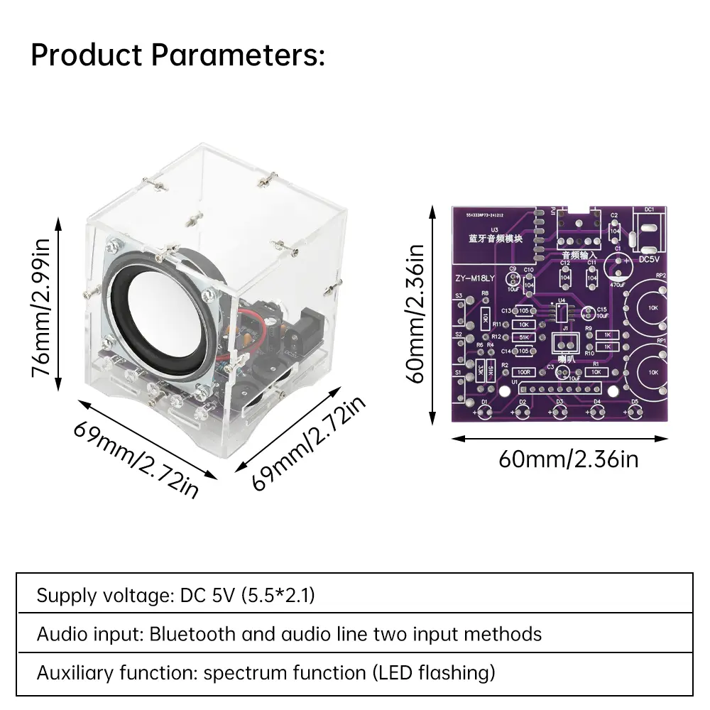 Bluetooth Speaker Audio Production DIY Kit DC 5V 3W BT Speaker DIY Kit Stereo Amplifier Small Audio DIY Making Circuit Board