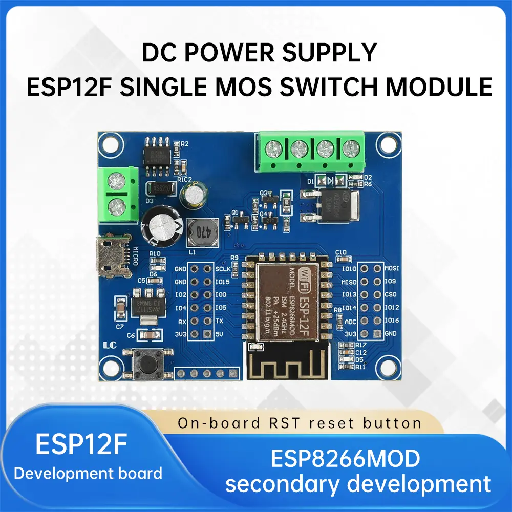DC 5-80V ESP8266 WIFI Single Relay MOS Switch Control Module ESP-12F Development Board Micro USB Interface