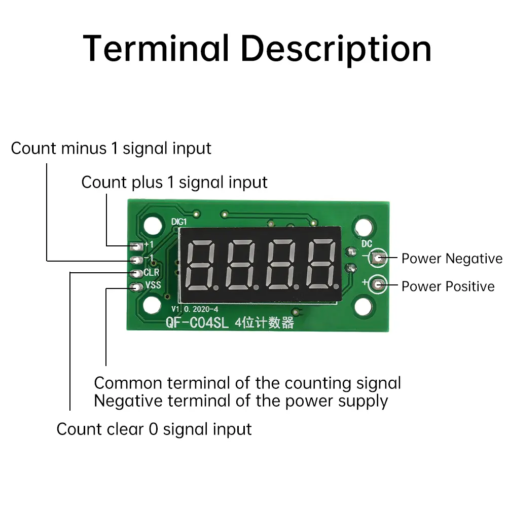 DC 4-25V 0.36-inch 4-digit Digital Counter Module Low-Level Switching Counter Module Addition Subtraction and Zero Clearing