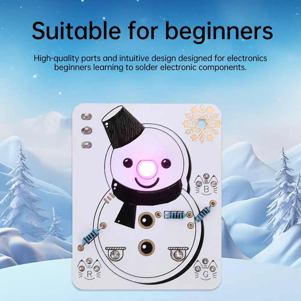 LED Snowman Electronic Beginner Learning Welding Fun DIY Kit Light Emitting Tube Module Electronic Circuit Boards for Beginners