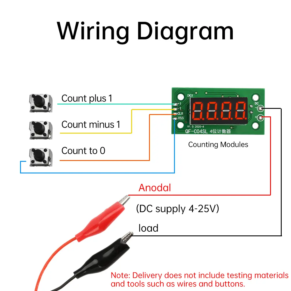 DC 4-25V 0.36-inch 4-digit Digital Counter Module Low-Level Switching Counter Module Addition Subtraction and Zero Clearing