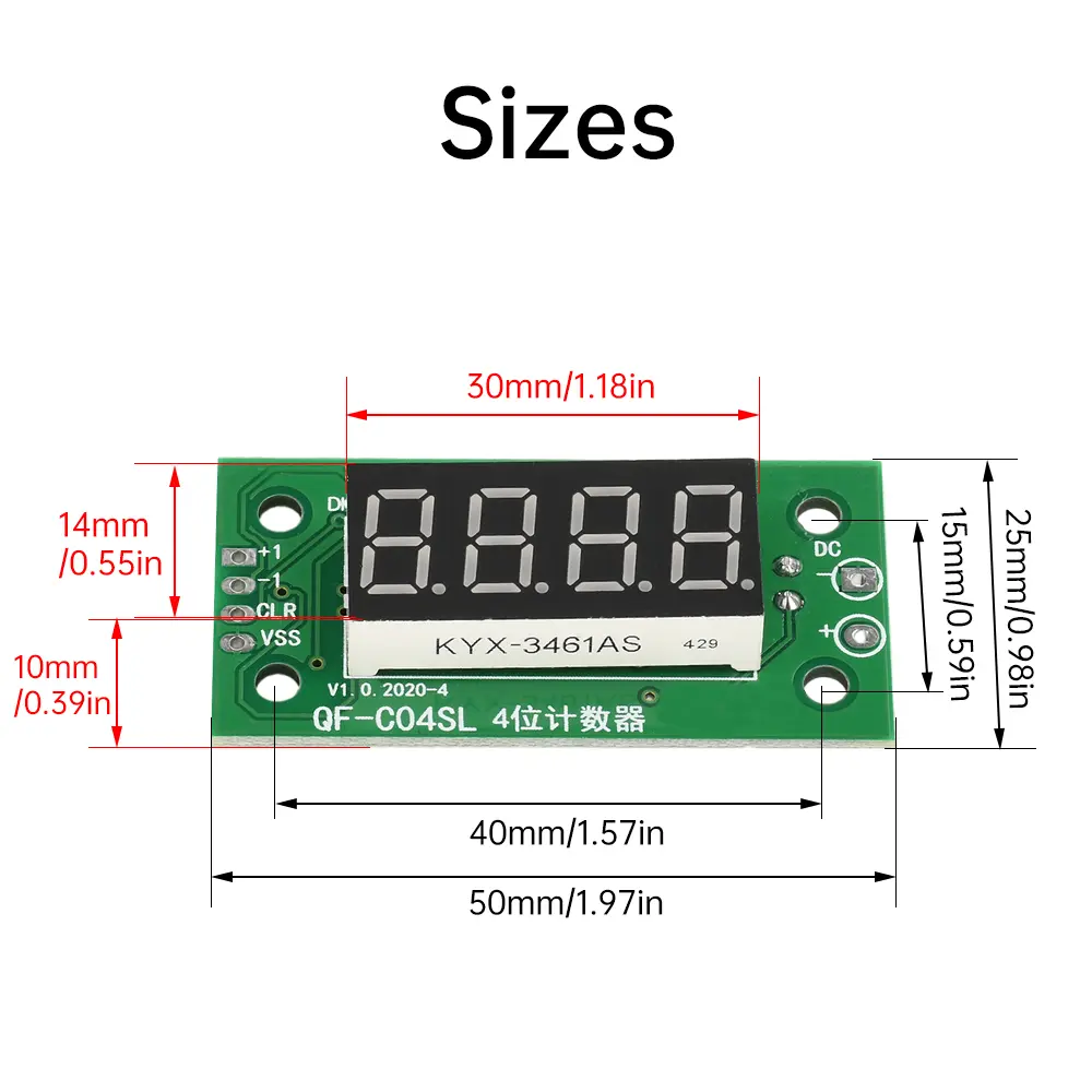 DC 4-25V 0.36-inch 4-digit Digital Counter Module Low-Level Switching Counter Module Addition Subtraction and Zero Clearing