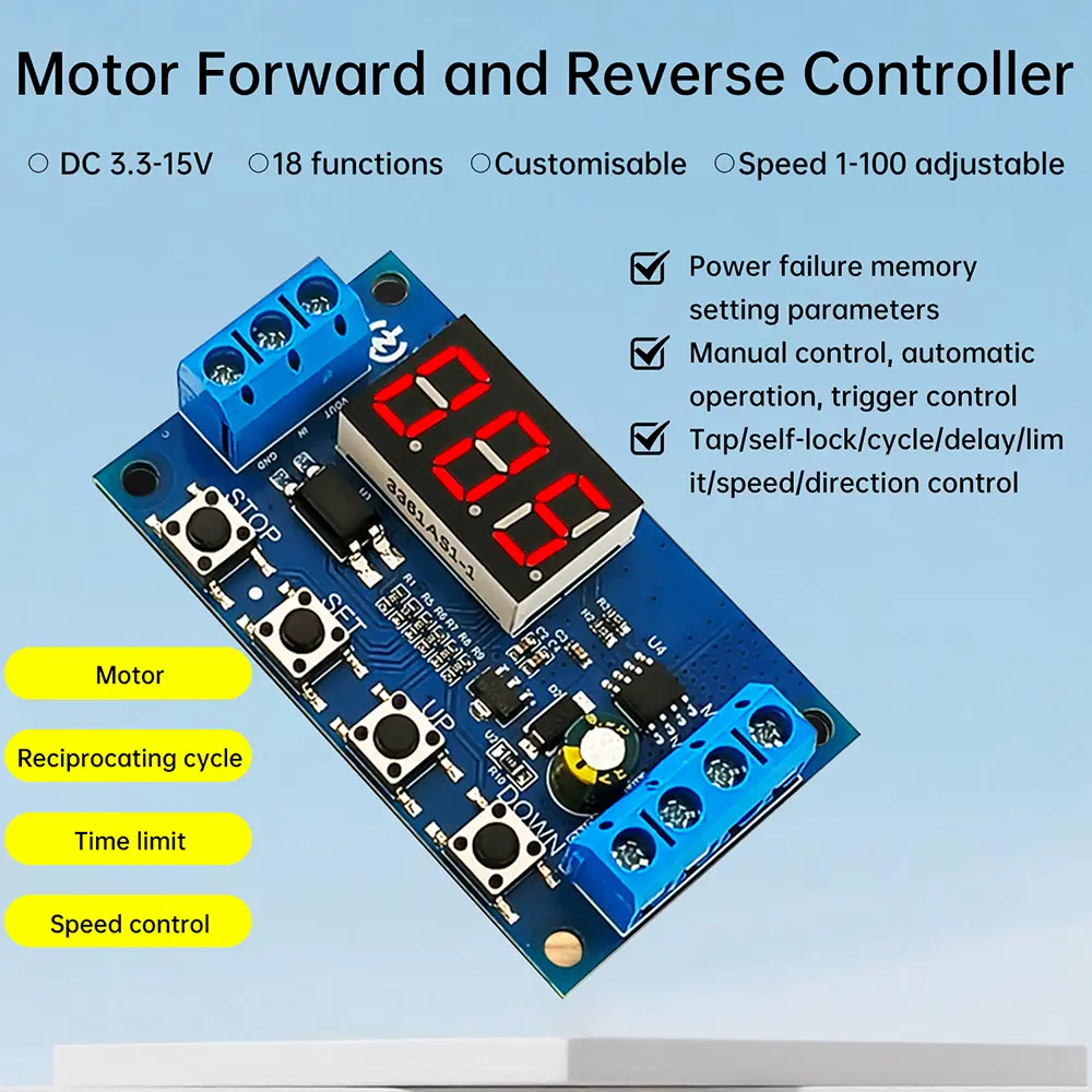 ZK-MC01 DC 3.3-15V DC Motor Controller Module Forward Reverse Relay Board High Power Motor Forward and Reverse Controller
