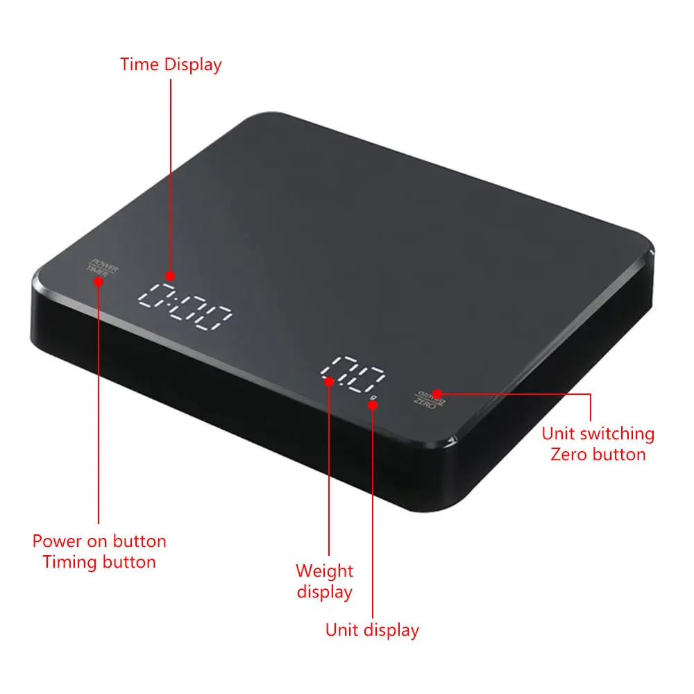 0~3KG Electronic Scale 0.1g High Precision Measuring Tools Kitchen Scale Waterproof With Timer Ounce/ml/gram Measuring Tool