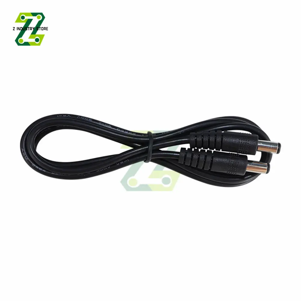 DC 5.5X2.1 Extension Power Cable Wire 0.5m /0.25m/1m/2m Male To Male Connector 5.5*2.1 Cable Cord Black 22AWG