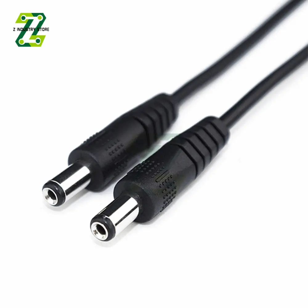 DC 5.5X2.1 Extension Power Cable Wire 0.5m /0.25m/1m/2m Male To Male Connector 5.5*2.1 Cable Cord Black 22AWG