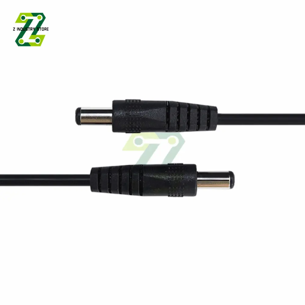 DC 5.5X2.1 Extension Power Cable Wire 0.5m /0.25m/1m/2m Male To Male Connector 5.5*2.1 Cable Cord Black 22AWG