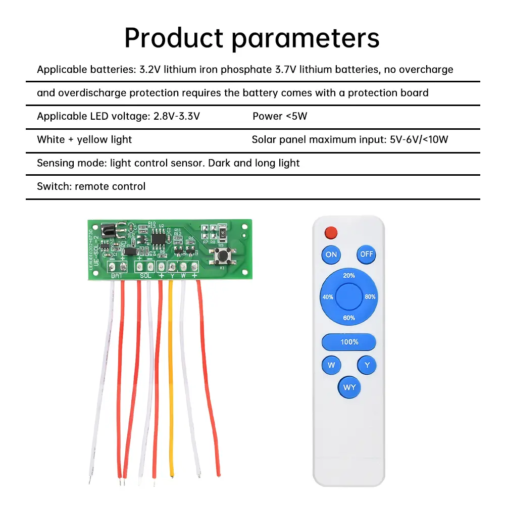 Remote Control Dual Color Solar Garden Light Circuit Board Microwave Radar Human Body Induction Light Solar Light Control Board