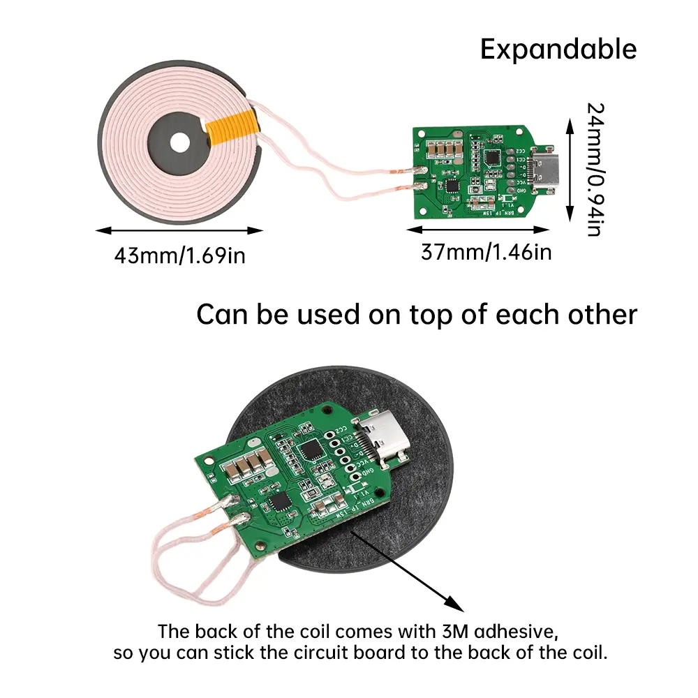15W High Power Wireless Charger Module Transmitter PCBA Universal Circuit Board for Android Iphone Fast Charging Solution