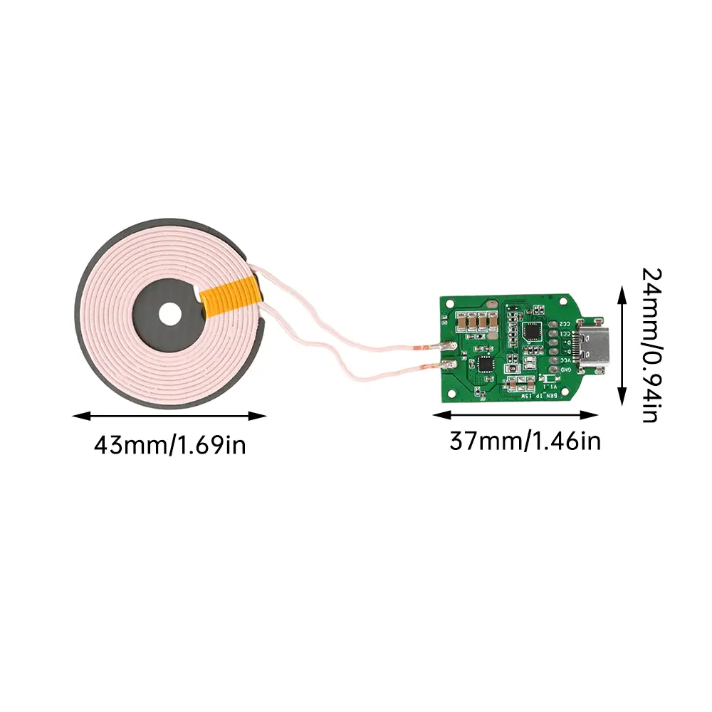 15W High Power Wireless Charger Module Transmitter PCBA Universal Circuit Board for Android Iphone Fast Charging Solution