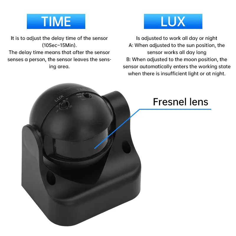 AC110-240V PIR Human Motion Sensor 12m 180 Degree Photosensitive Adjustable Human Body Sensor Smart Garden Lamp Switch