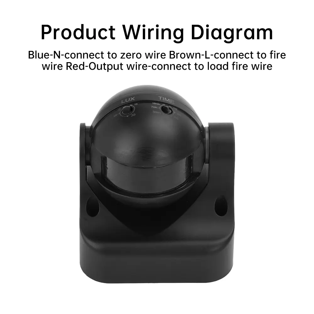 AC110-240V PIR Human Motion Sensor 12m 180 Degree Photosensitive Adjustable Human Body Sensor Smart Garden Lamp Switch