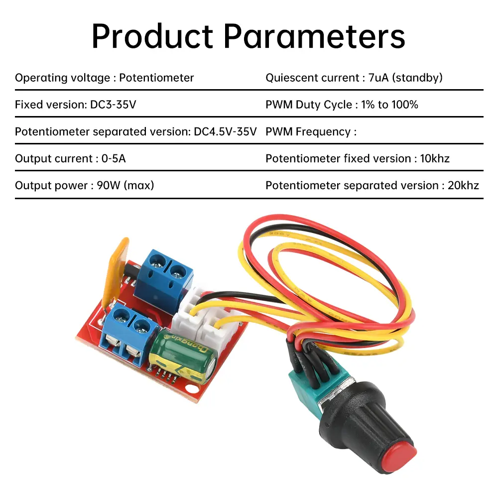 DC3V-35V 90W Motor PWM Speed Controller 3V 6V 12V 24V 35V Speed Control Switch Mini LED Dimmer