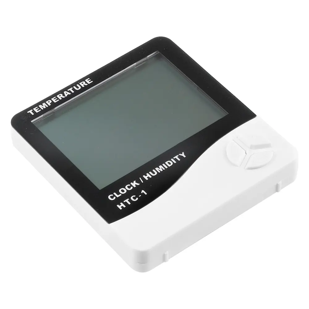 HTC-1 Desktop Temperature Humidity Meter LCD Wall Mounterd Thermometer Hygrometer Clock -50-+ 70℃ 20％-99％RH