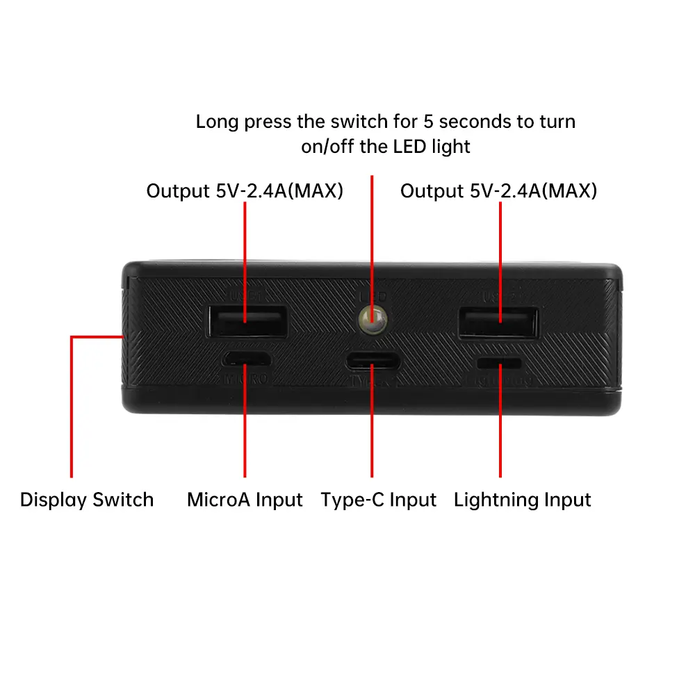 4*18650 Power Bank Box 5V 2A 10W Output Soldering-free 18650 Battery Charge Storage Box With Reverse Polarity Protection