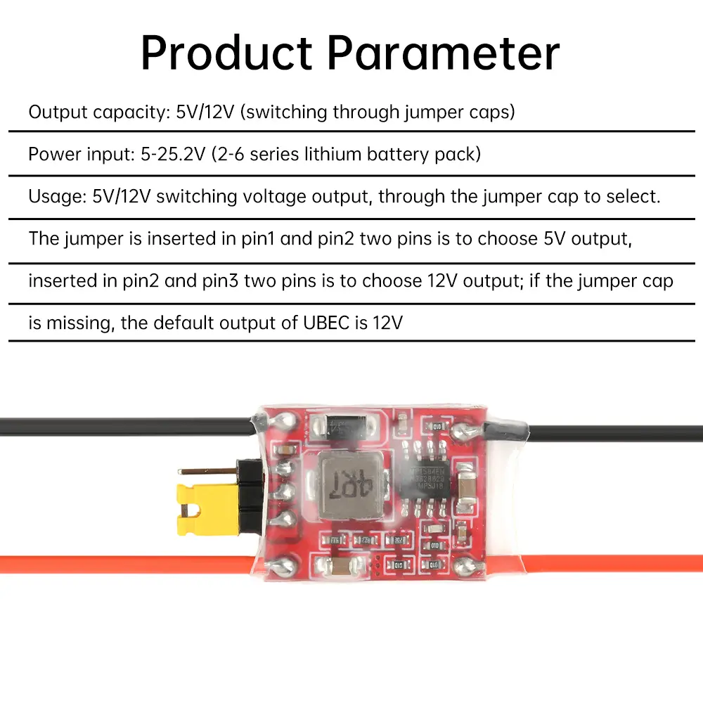 UBEC 5V/12V 3A BEC 2-6S Lipo Input 5V/12V BEC Step-down Output Receiver Image Transmission Power Supply For RC FPV Quadcopter