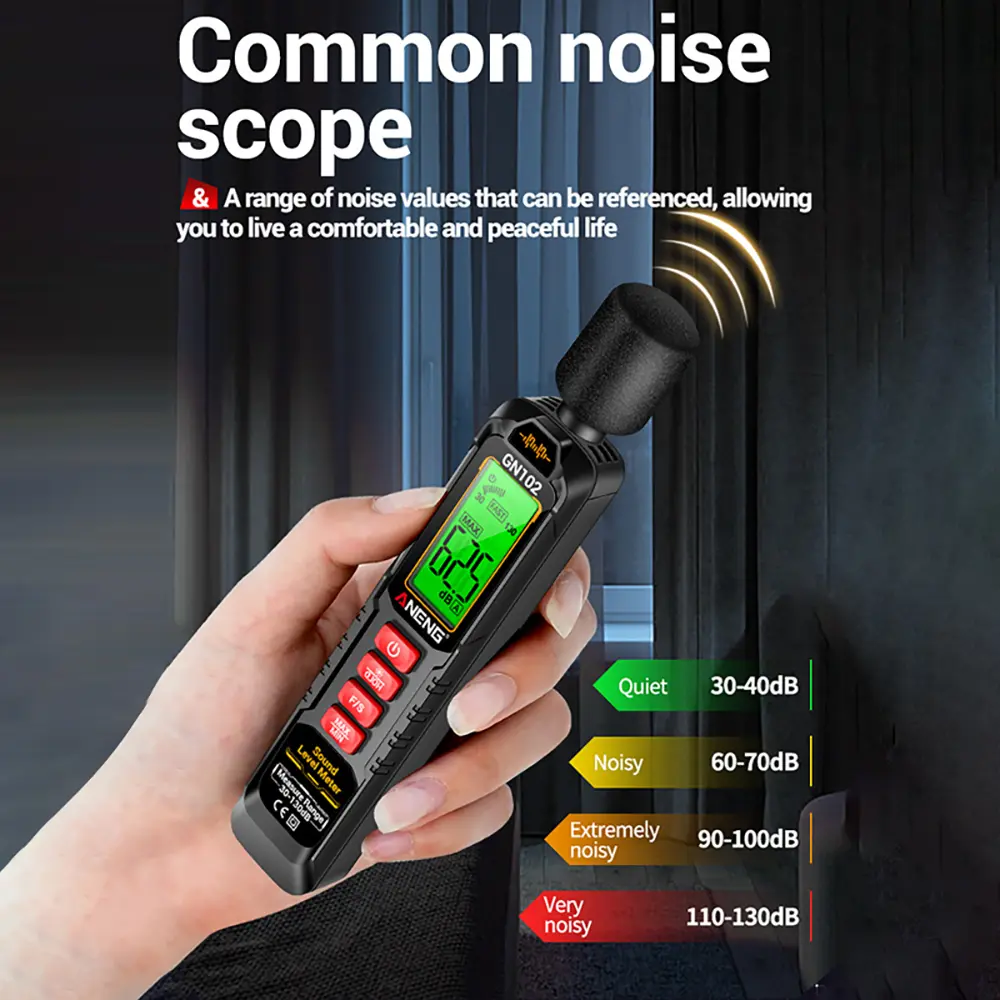 ANENG Decibel Sound Tester Color Screen Household Noise Meter Measuring Volume and Sound Level Meter Measuring Noise Instrument