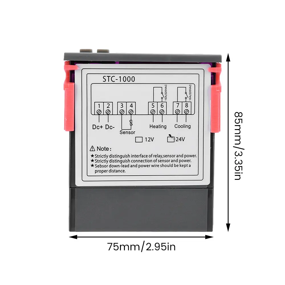 DC12/24V AC110-220V 10A Digital Display Microcomputer Temperature Controller -60℃-120℃ With 1m NTC Probe For Freezer