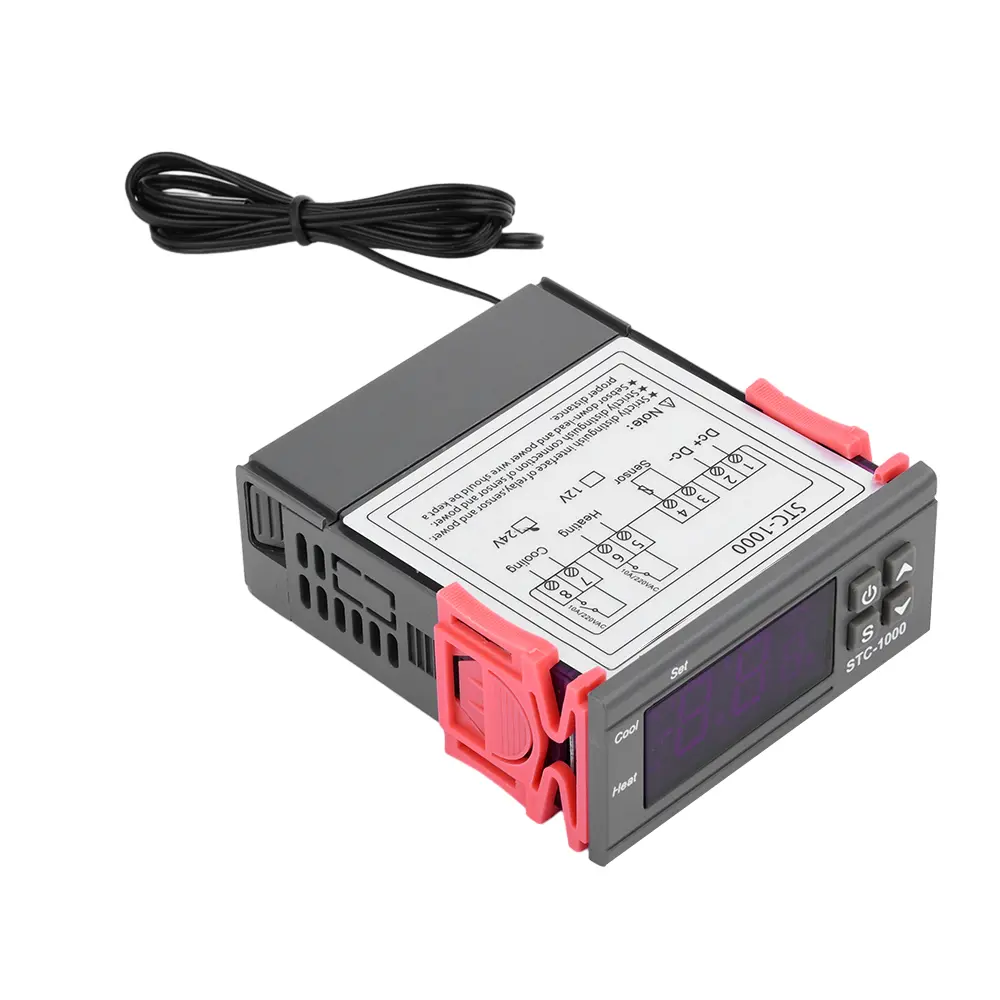 DC12/24V AC110-220V 10A Digital Display Microcomputer Temperature Controller -60℃-120℃ With 1m NTC Probe For Freezer
