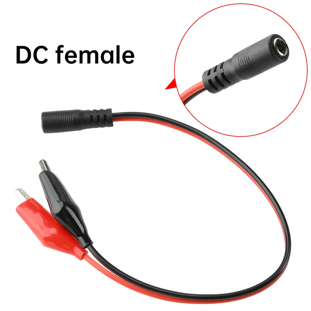 5.5MM 2.1MM Alligator Clip DC Power Male Female Test Lead Cable Crocodile Wire Connector To Male 25cm