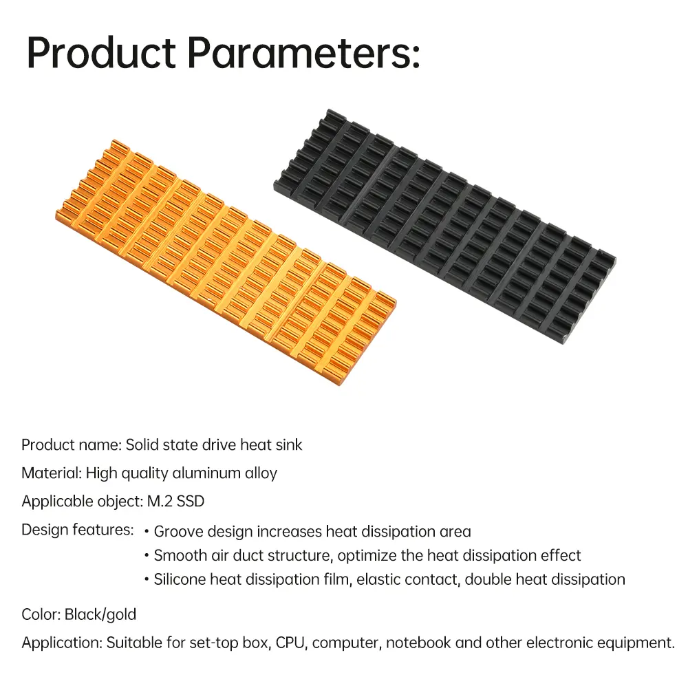 M.2 SSD Cooler Cooling Heat Sink 3/6mm Thickness Slotted Aluminum Heat Sink M.2 SSD Cooling Kit for M.2 NGFF 2280 PCI-E NVME SSD
