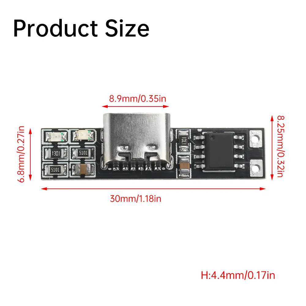 DC 3.7V Ultra-Narrow Ultra-Small Charging Module Li-ion Ternary Battery Charging Pad 1A 4.2V Charger Module Type C Interface