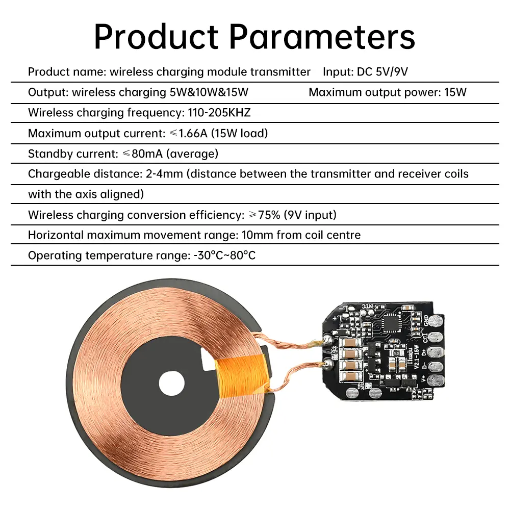 15W Wireless Charging Module Transmitter PCBA Wireless Charger Motherboard Magnetic Wireless Charging Motherboard + Coil