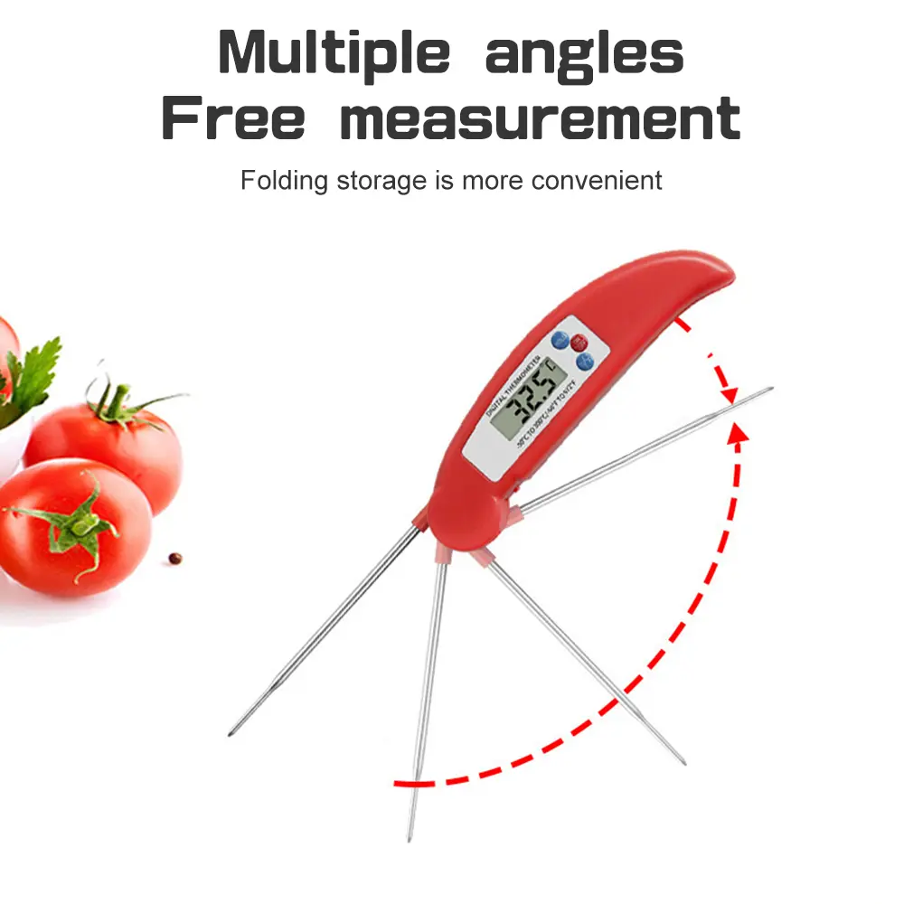 Foldable Digital Display Meat Thermometer with Probe for Cooking BBQ Oven Frying Meat Kitchen Auto Shut Off LCD Display
