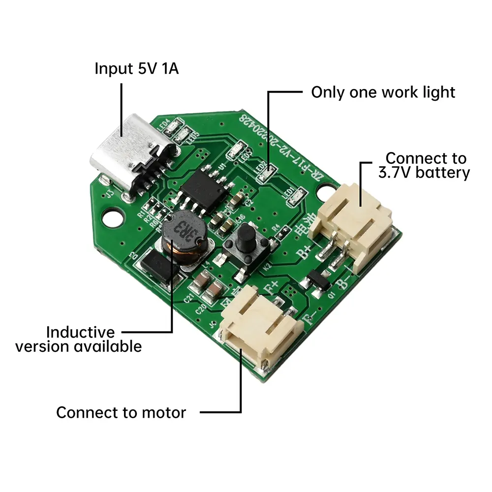 Fan Motor Speed Controller Board Three Speed Stepless Speed Regulation Charging Handheld Fan Control Board Type C Interface