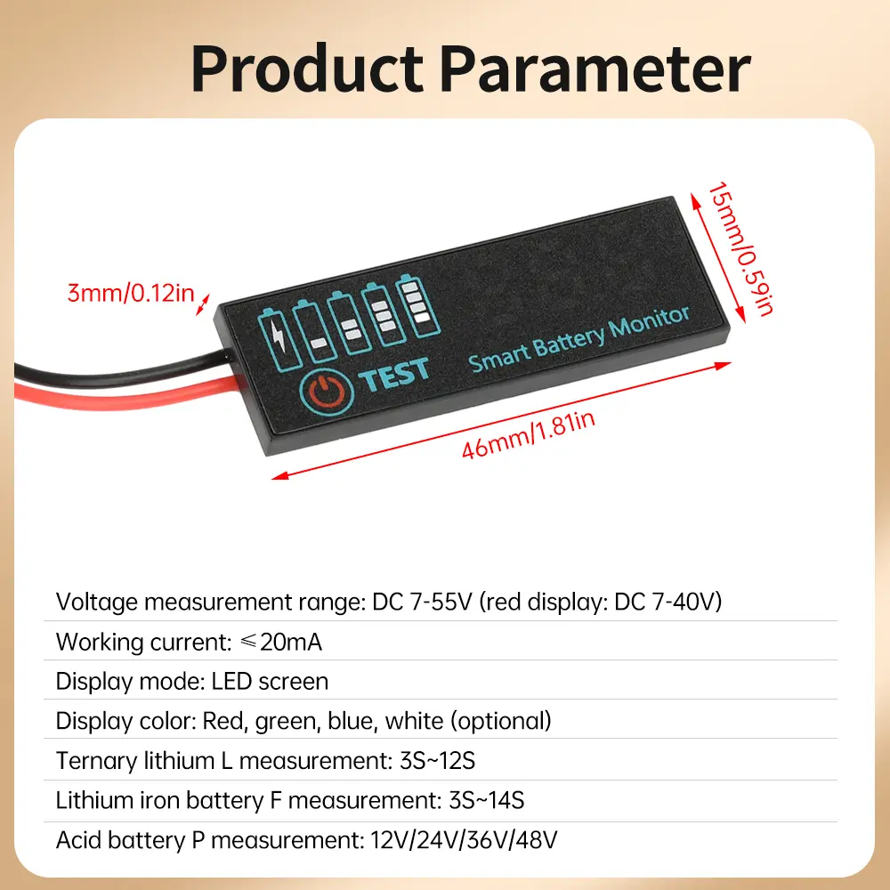 DC7~55V Lithium Battery Level Indicator LED Digital Display Battery Tester Voltmeter Charging Indicator Smart Battery Monitor