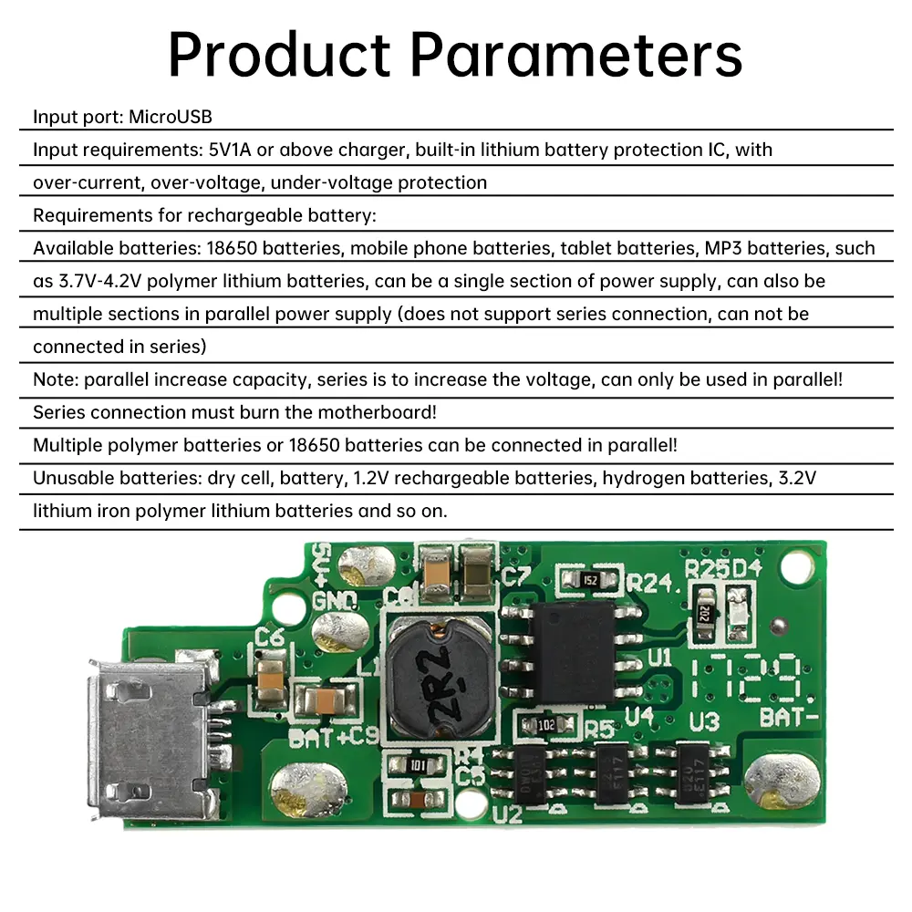 18650 Li-ion Battery 3.7V4.2V Charging Protection Board Mini Charging Treasure Mobile Power Main Board DIY Boost Board