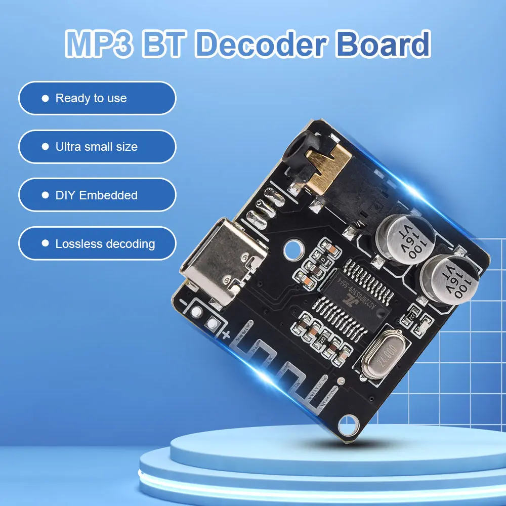 VHM-314 Bluetooth Audio Decoder Board MP3 Bluetooth Audio Receiver Module with 3.5MM Headphone Jack Audio Player Module